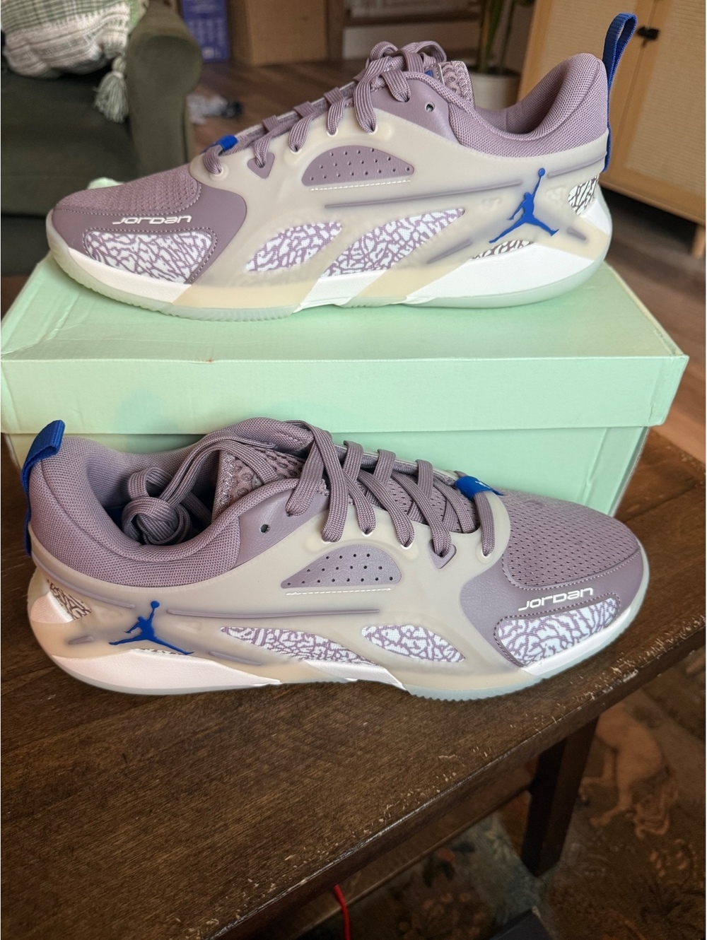 WMNS Jordan Heir Series Sneakers Purple Smoke/Lt Orewood Brown Size 13